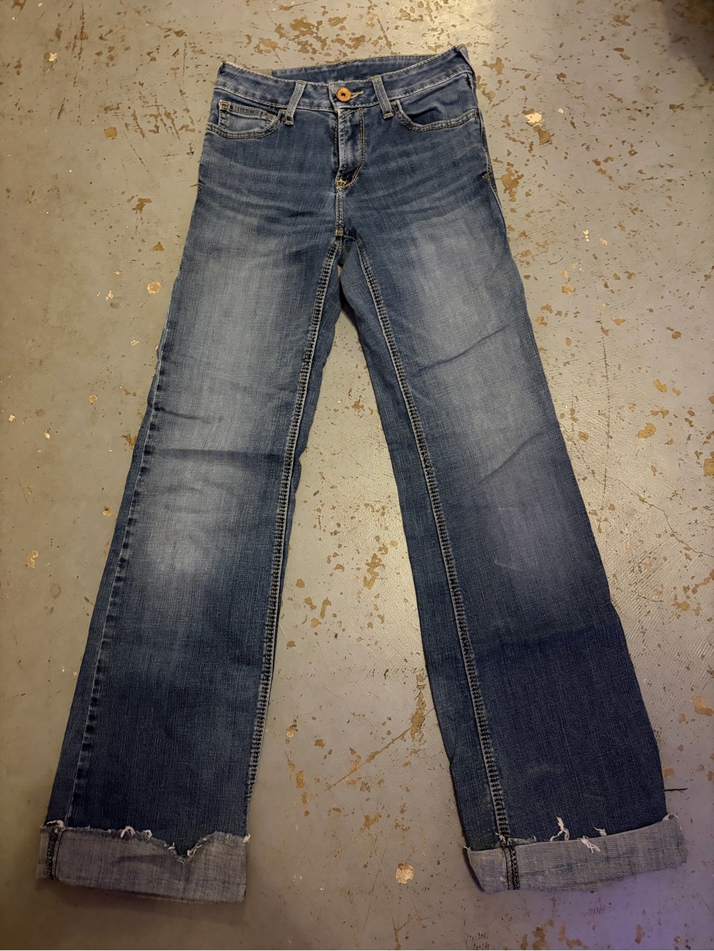 Ariat Women's Dark Blue Cropped Frayed-Hem Jeans - Picture 3 of 4